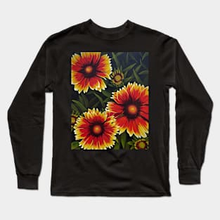 Orange Flowers in Grass Long Sleeve T-Shirt